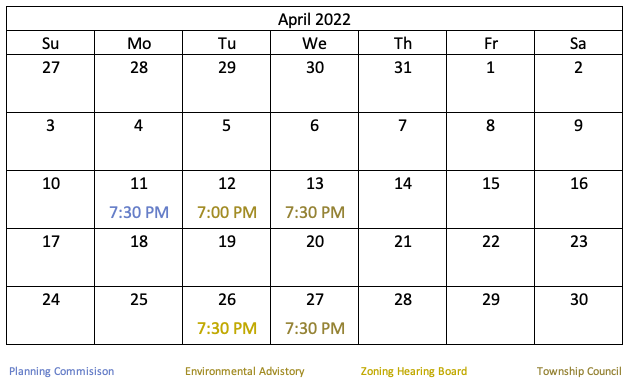 Community Calendar with a poor use of color as seen by someone with green weak vision