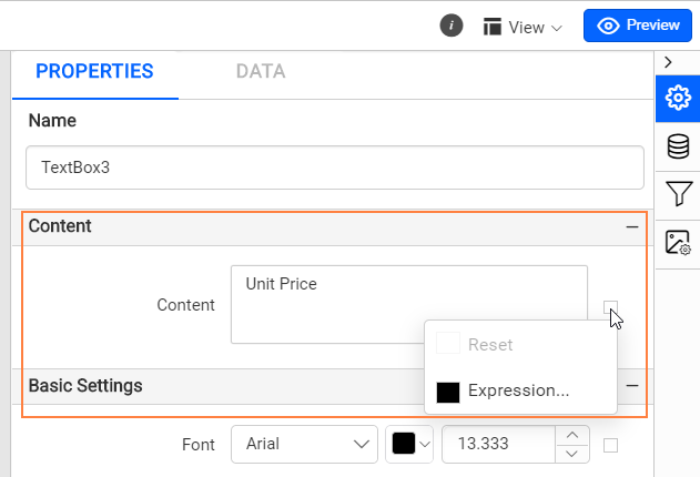 Adding an expression in Standalone Report Designer.