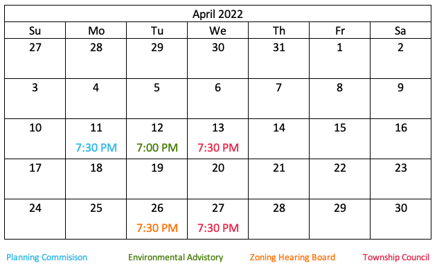 Community Calendar with a poor use of color as seen by someone with normal color vision