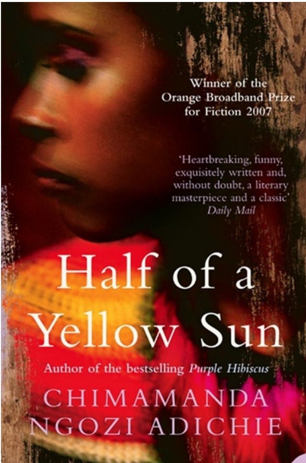 Book cover for the novel; Half of a Yellow Sun by Chimamanda Ngozi Adichie