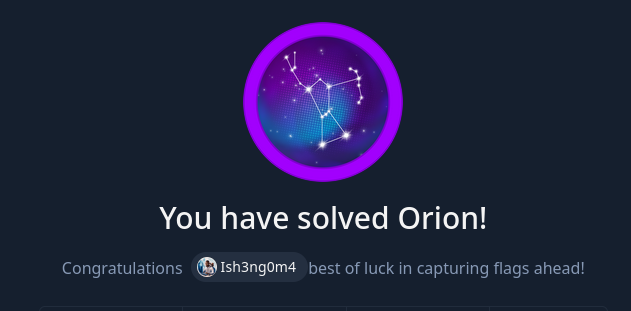 Orion — Hack The Box Write-up