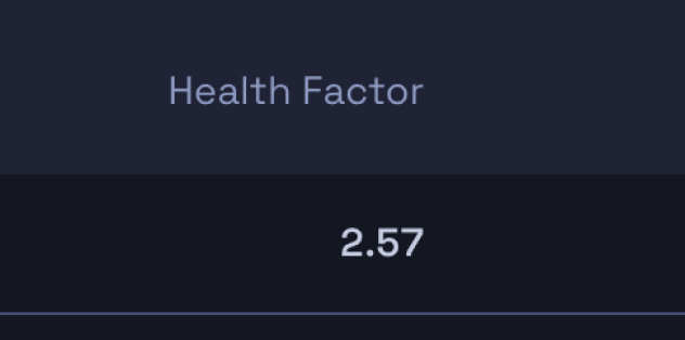 A measure called “health factor” shows the value 2.57. It is unclear if this is good or bad.