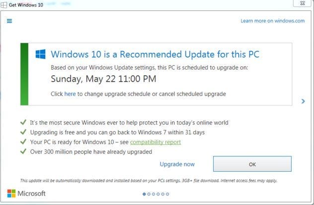 There is no place for users to cancel this upgrade which windows has given for windows 10