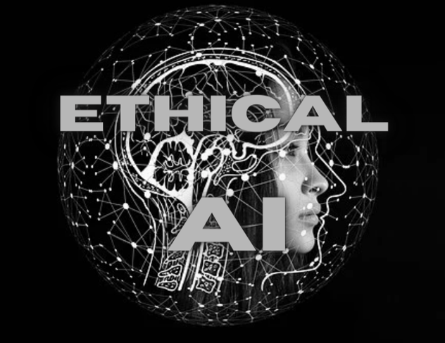 Image of AI head with “Ethical AI” overlayed