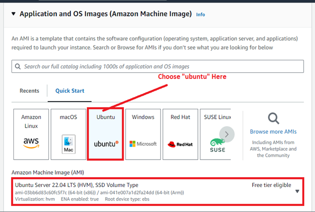 Choose “Ubuntu AMI”
