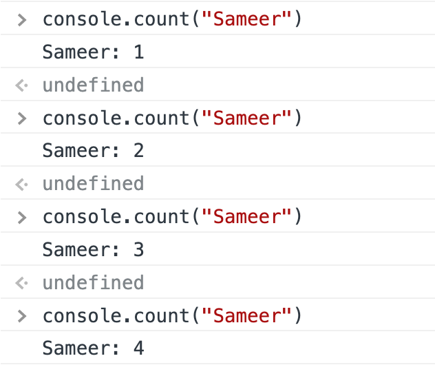 console.count() javascript method