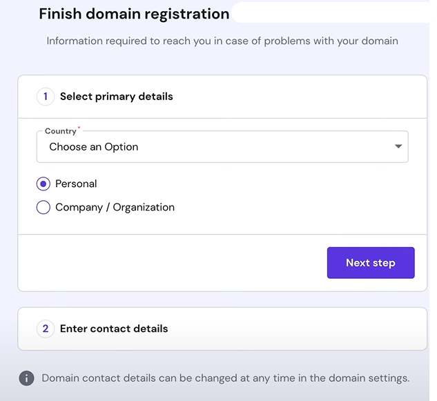 finalize the domain registration