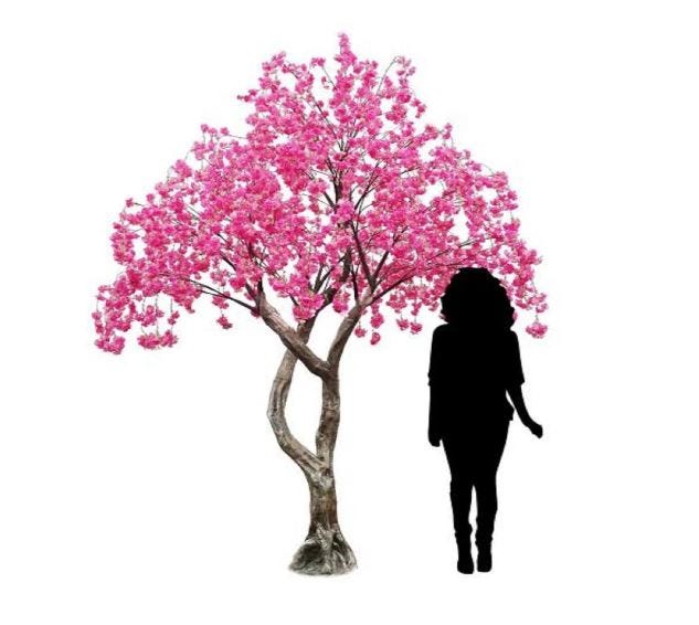 10ft Tall Large Fake Drooping Cherry Blossom Tree — 20 Interchangeable Branches