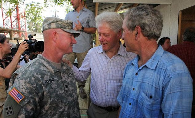 Col. Elledge in Haiti with Presidents Clinton and Bush
