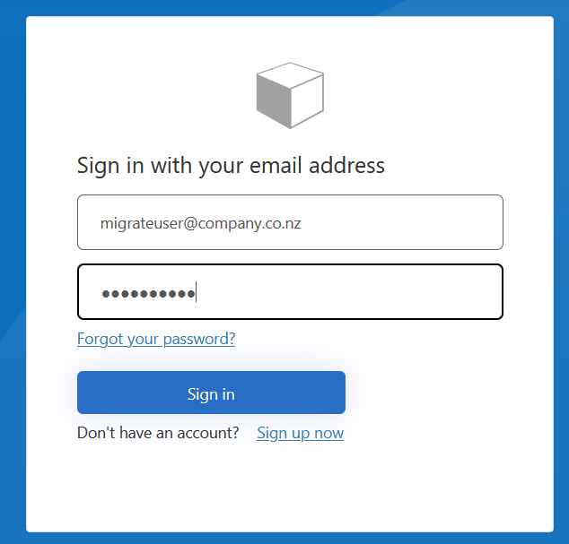 Image of B2C login page