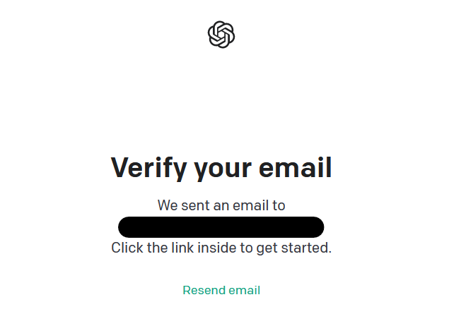 The “Verify your email” page asks the user to check their inbox for an email and to click the link within.