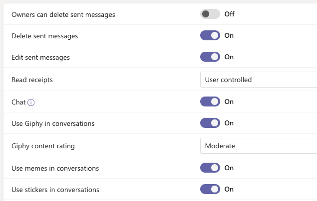 Microsoft Teams Chat settings