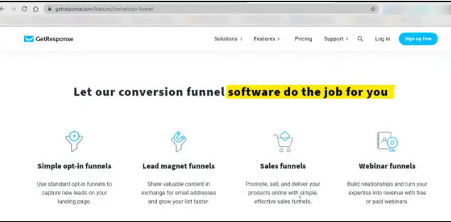 GetResponse automation and conversion funnel