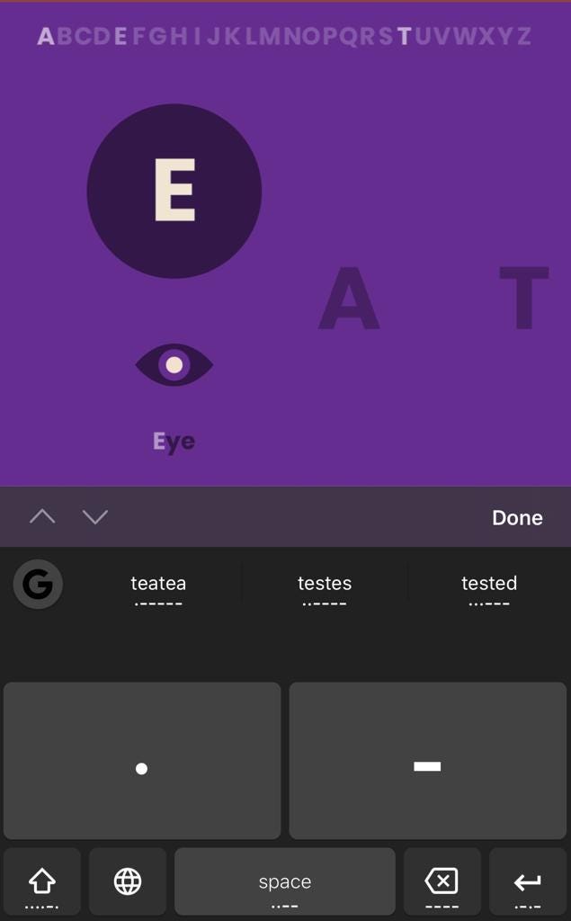 E for Eye — hence single dot for E