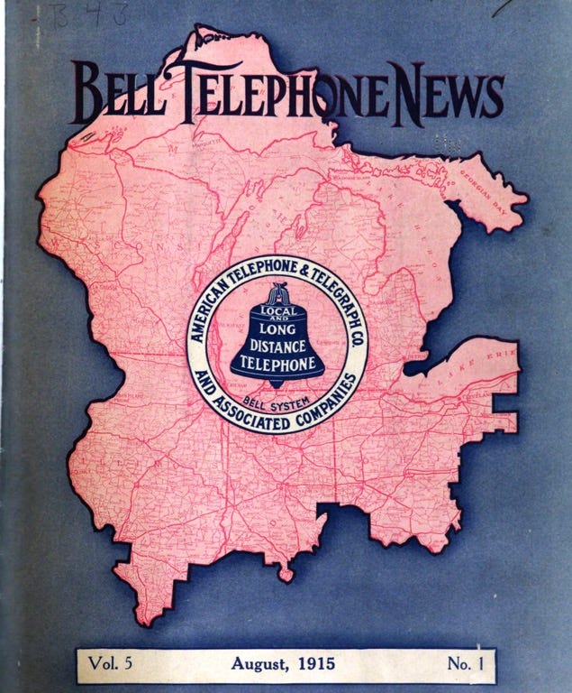 Bell Telephone Company News. August 1915
