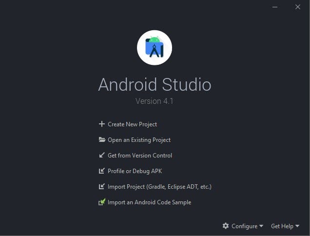 Welcome to Android Studio Dialog