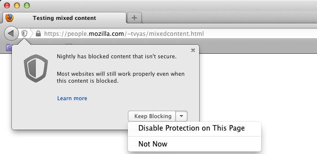 Firefox Mixed Active Content Shield