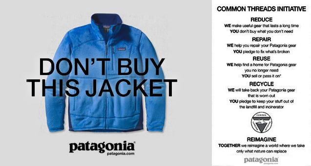 Patagonia ad “Don’t buy this jacket”