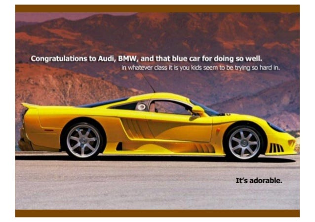 Bentley ad mocking BMW, Audi and Subaru — Brand rivalry and marketing competition