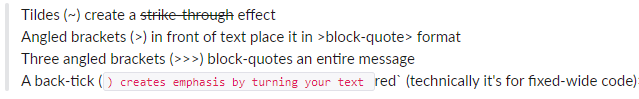 Example of how to format Slack messages