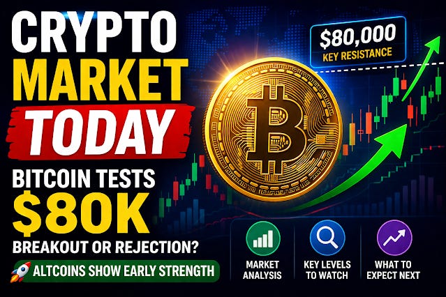 Crypto Market Today: Bitcoin Tests $80K While Altcoins Show Early Strength