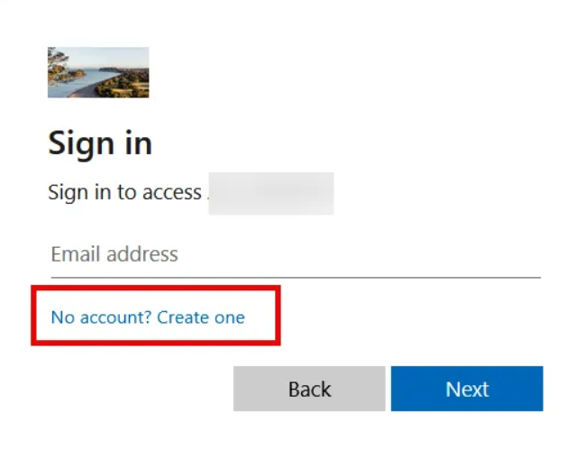 Image showing “No account? Create one”