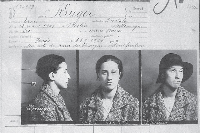 Emma Kruger foi o nome adotado por Olga Benário durante suas atividades clandestinas na França e na Bélgica no ano de 1931. Documento falsificando a identidade de Olga.