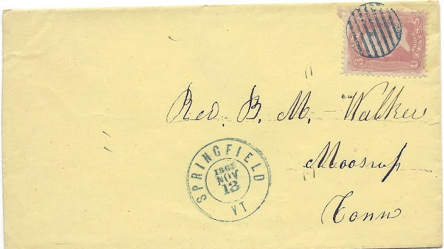 1861 envelope mailed from Vermont