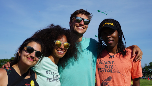 Margo Dalal (pictured far left) with friends at the Detroit Kite Festival.