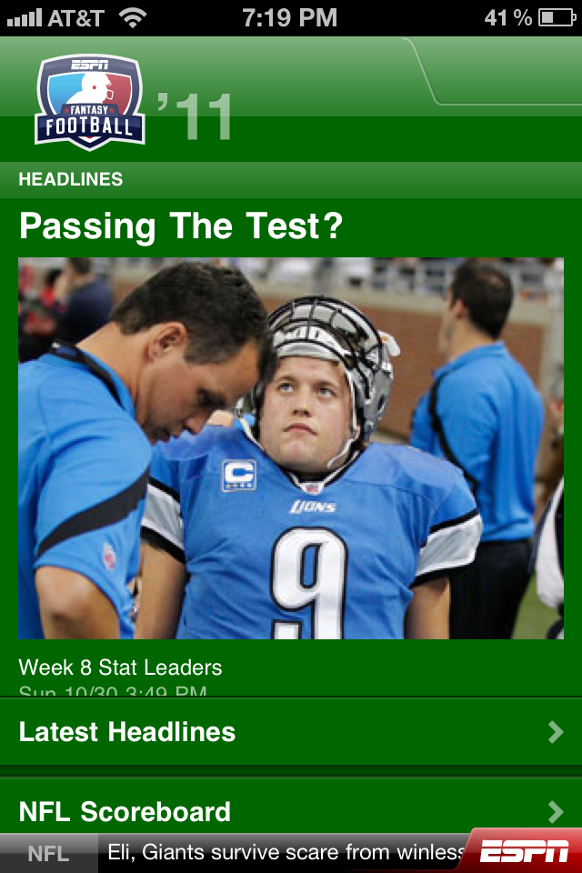 Matthew Stafford ESPN Fantasy Football