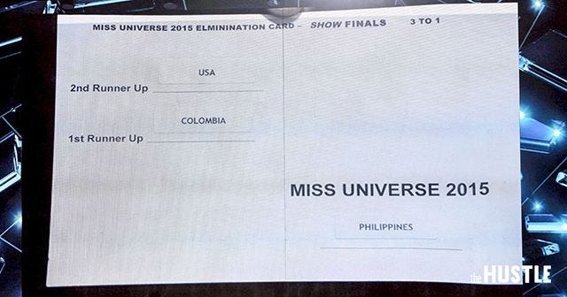 Miss Universe reveal card