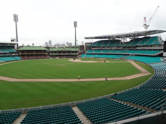 Transformation of a baseball ballpark to a cricket oval in one