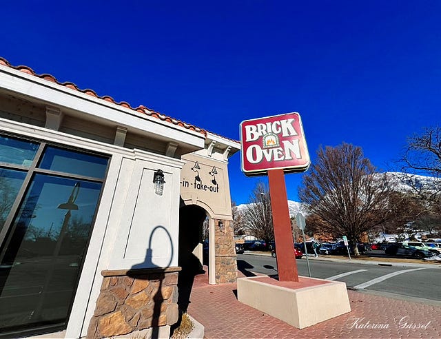 Photo of Brick Oven taken outside the restaurant showing the Provo mountains in the background. Image by Katerina Gasset of the Gasset Group Real Estate Tea, owner and author of the Move to Provo Utah website…