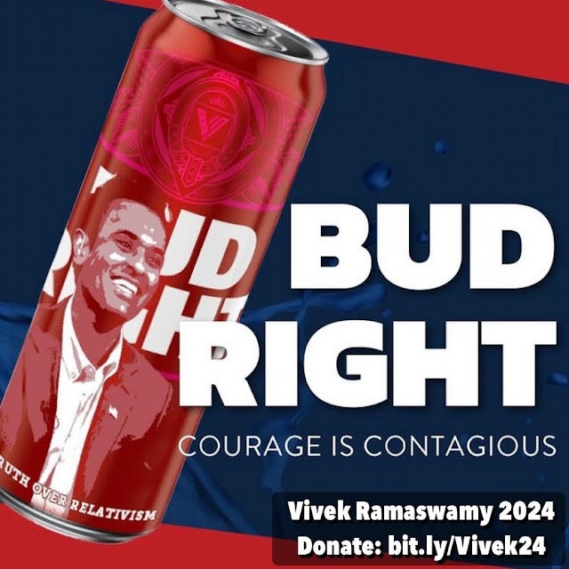 Vivek Ramaswamy 2024 Bud Light Bud Right Meme