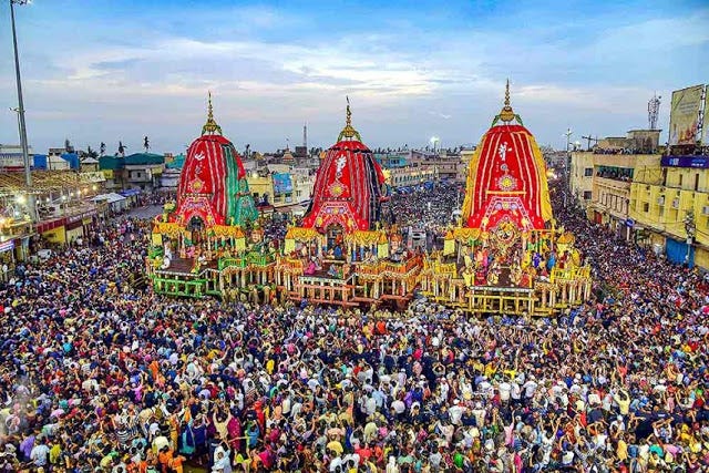 The grand Carnival of Jagannath Rath Yatra in Puri (Pic: PTI)