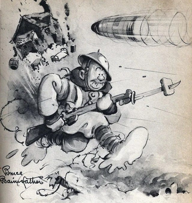 Another Tatler rival, The Bystander featured the cartoon, “Old Bill”, the most popular in the WWI era of UK history.