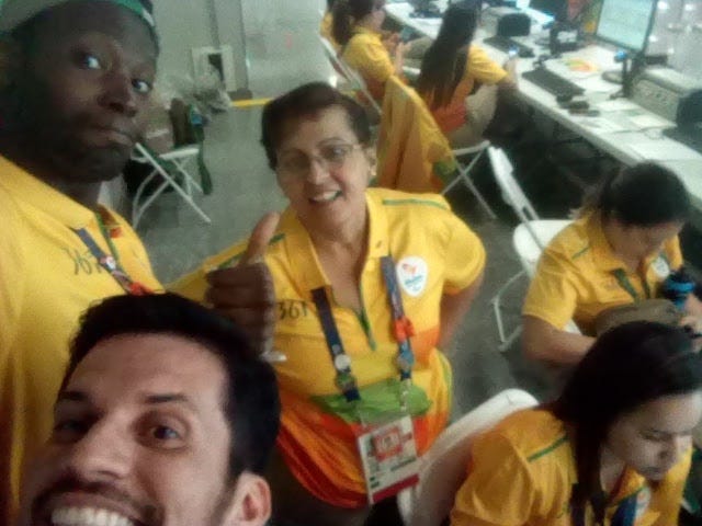 Sydney and his volunteer colleagues at GIG airport in Rio de Janeiro