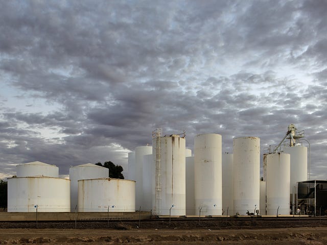 A picture of some silos