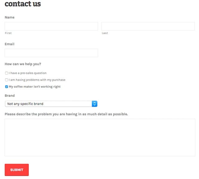 Contact Forms for Selling Online Brand