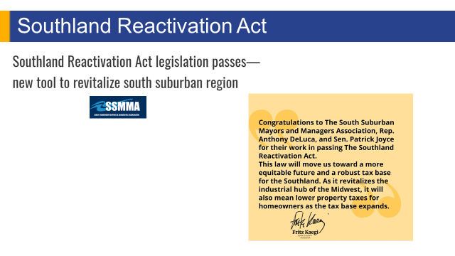 PowerPoint slide with title Southland Reactivation Act.