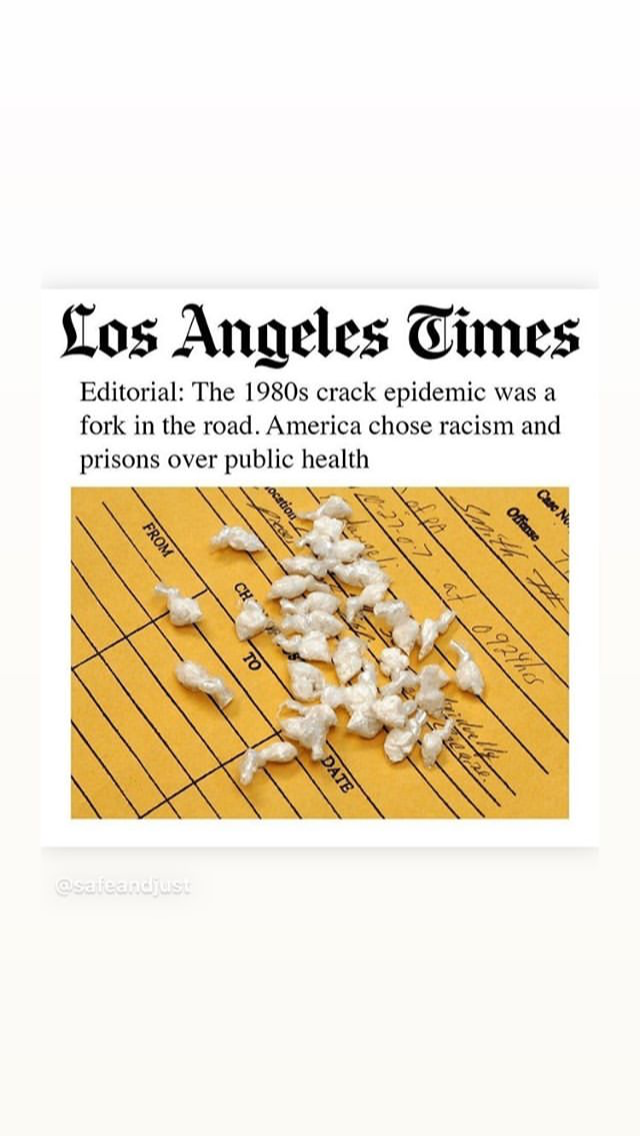 History is a series of choices and power dynamics, this byline to a LA Times article reads “The 1980s crack epidemic was a fork in the road. America chose racism and prisons over public health.”