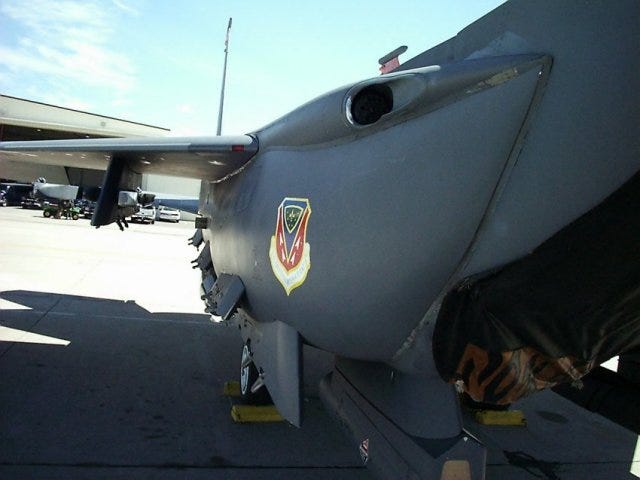 F-15E gun, directly in line with its wing root