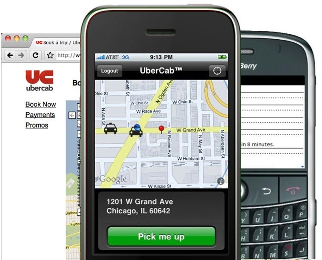 Uber cab mobile app