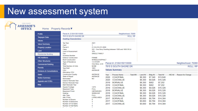 PowerPoint slide with tile new assessment system. Image includes a screenshot of the assessment system.