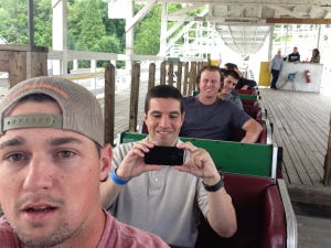 Yes that's me with the camera...Had a great time before the game riding the roller coaster beyond the right-field wall at Peoples Natural Gas Field.