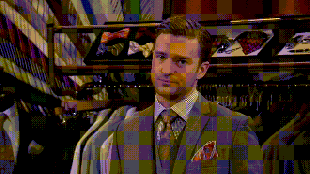 A gif of Justin Timberlake staring straight faced at you