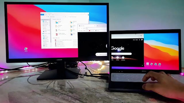 how to split windows to two monitors