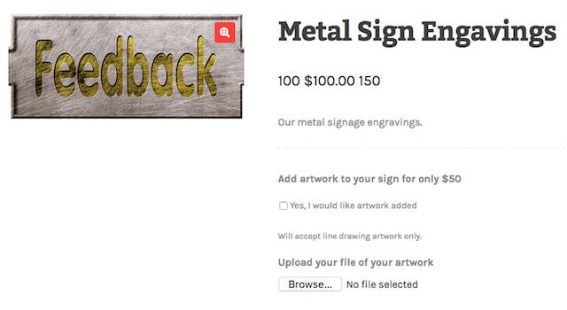 Contact Forms for Selling Online Engraving