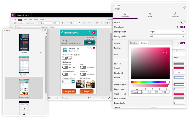 Microsoft Power Apps' drag and drop app builder