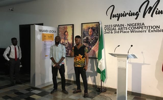 Artists John Ali(L) and Nnamdi Udoka(R) 3rd place and 2nd place winners exhibition